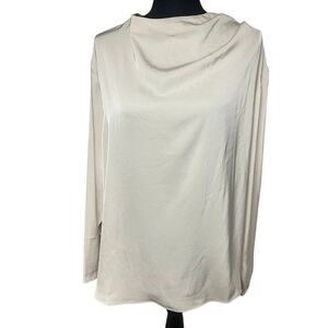 H&M Cream Drape Neck Long Sleeve Top